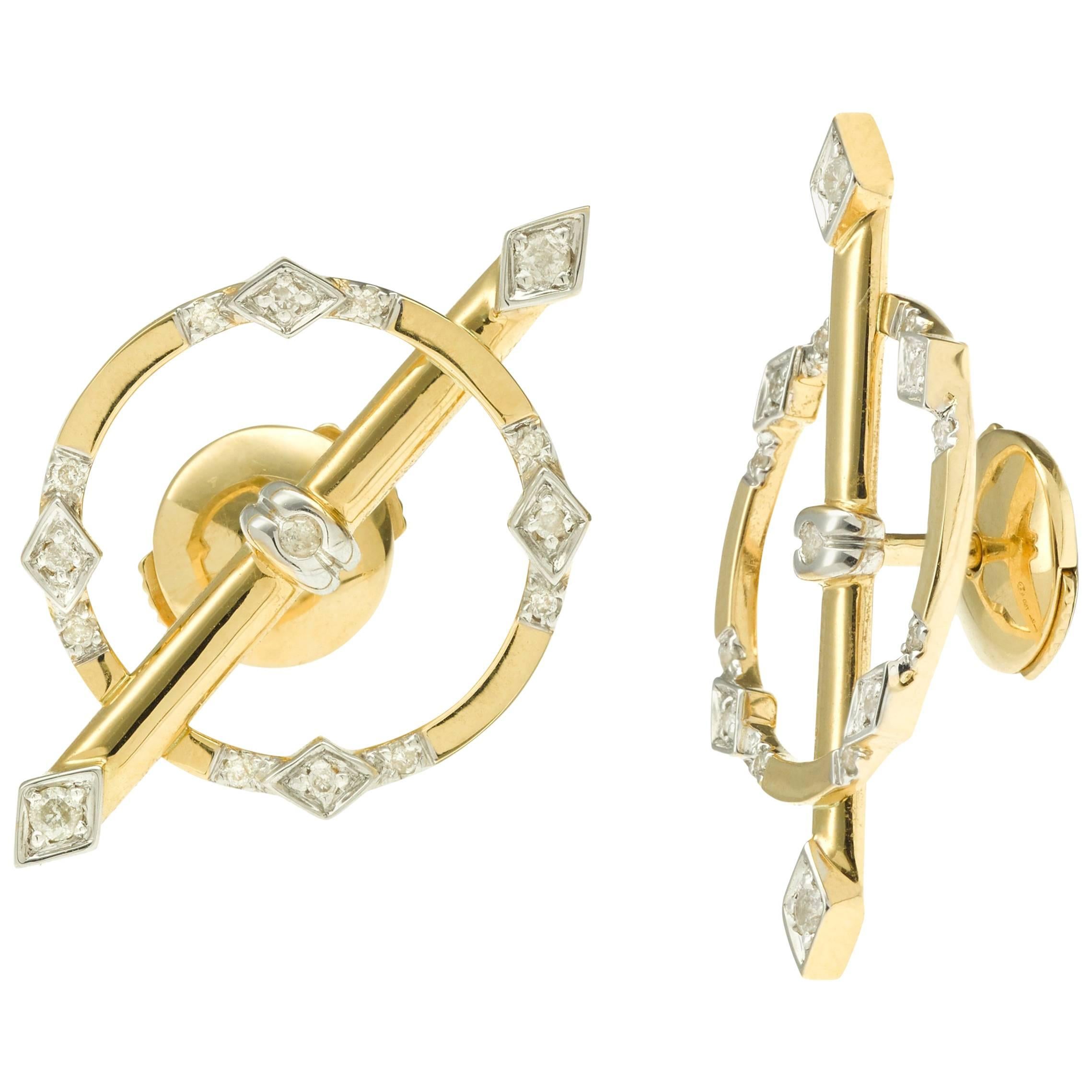 Yvonne Leon's Earring in 18 Karat Gold Yellow Gold and Diamonds