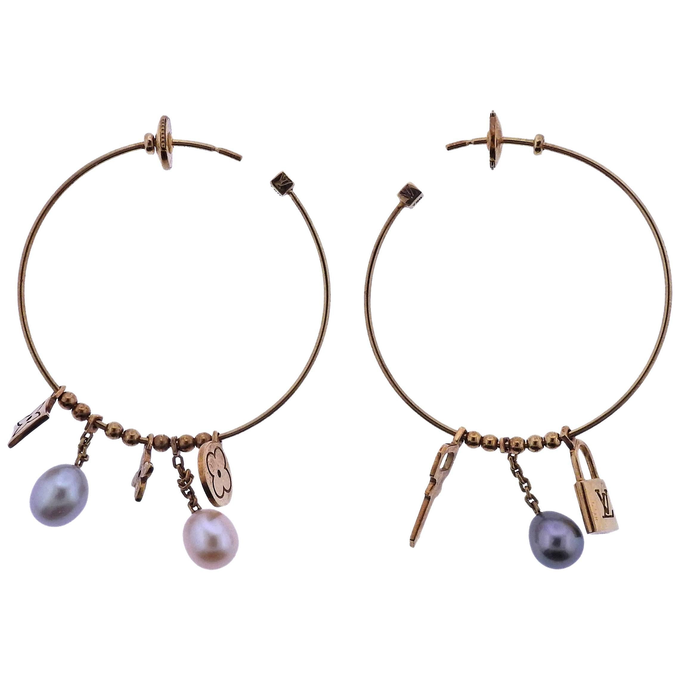 LOUIS VUITTON Diamond Gold Hoop Earrings For Sale at 1stDibs  lv earrings  hoops, louis vuitton hoop earrings, lv hoop earrings