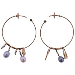 Louis Vuitton Pearl and Monogram Charm Hoops