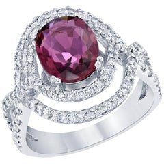 7.15 Carat Strong Pink Orange Tourmaline diamond gold Ring For Sale at ...