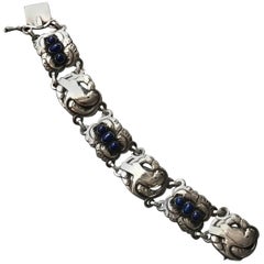 Georg Jensen Sterling Silver "Dove" Bracelet with Lapis Lazuli No. 14