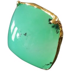 Wurzbacher Modernist Jade Coloured Andean Green Opal Gold Ring