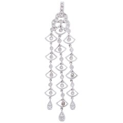 Retro 1.00 Carat Diamond Chandelier Pendant in 14 Karat White Gold