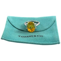 Tiffany & Co. Unheated 7.42 Carat Yellow Sapphire and Diamond Ring