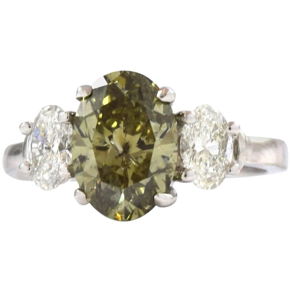 2.60 Carat GIA Fancy Colored Chameleon Diamond Ring For Sale