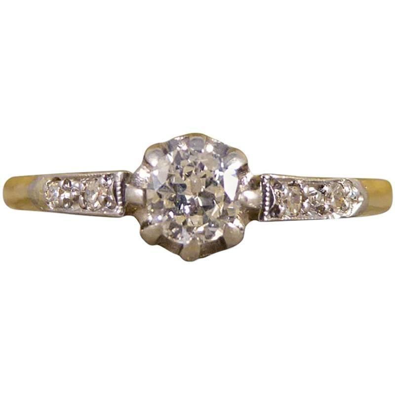 Edwardian Diamond Engagement Ring in 18 Carat Gold and Platinum