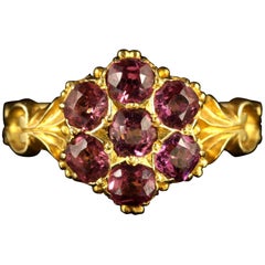 Antique Victorian Almandine Garnet Cluster Ring 18 Carat Gold