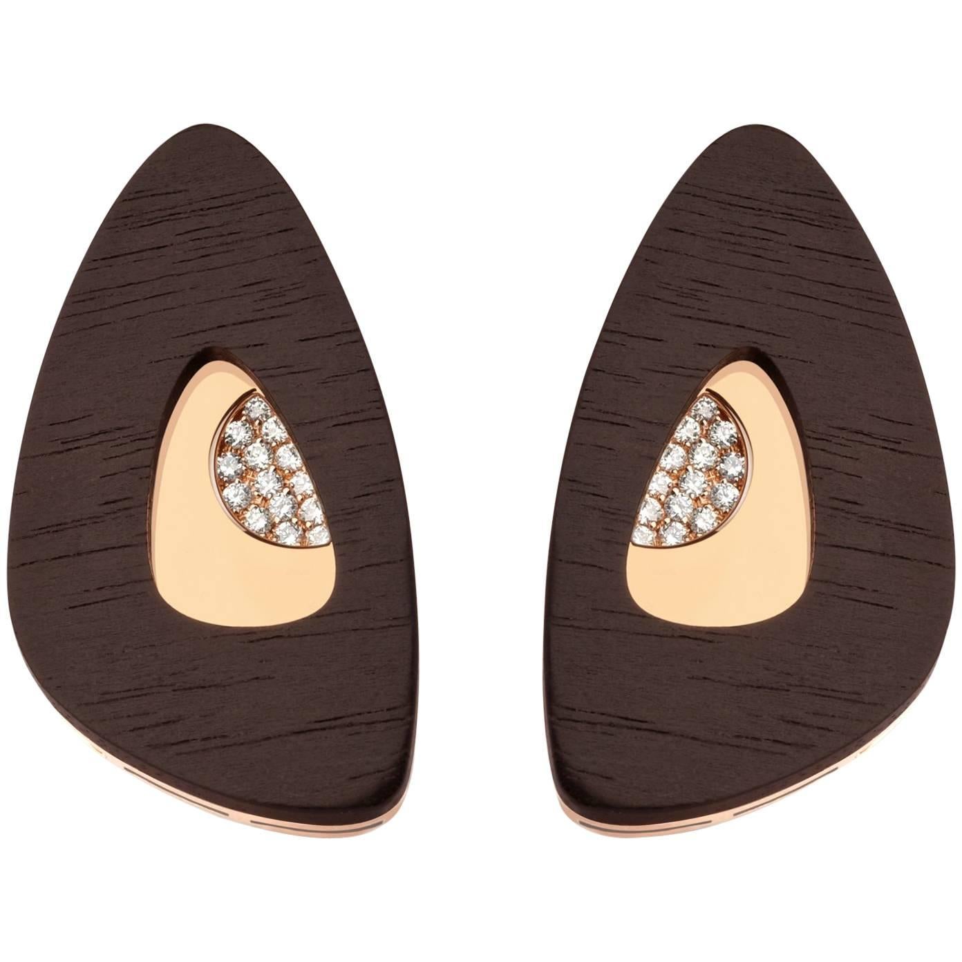 Rose Gold, Ebony and Diamonds Valadier Scheggi Earrings For Sale
