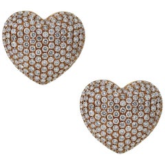 Pave Diamond Heart Earrings