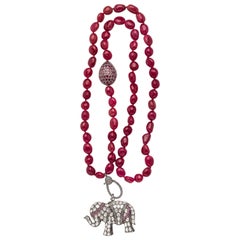 Moroccan Raw Ruby Necklace with Rosecut Diamonds