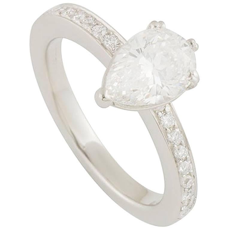 2 Carat Pear Shape Champagne Colored Diamond Platinum Engagement Ring at 1stdibs