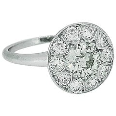 .80 Carat Diamond White Gold Halo Antique Engagement Ring
