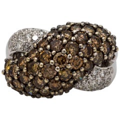 4.20 ctw Brown Diamonds 18 Karat White Gold Cluster Ring