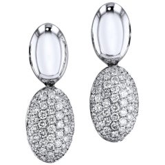 1.23 Carat Pave-Set Diamond Oval Drop Earrings