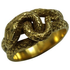 Antique Victorian circa 1860s Gold Snake Band Ring