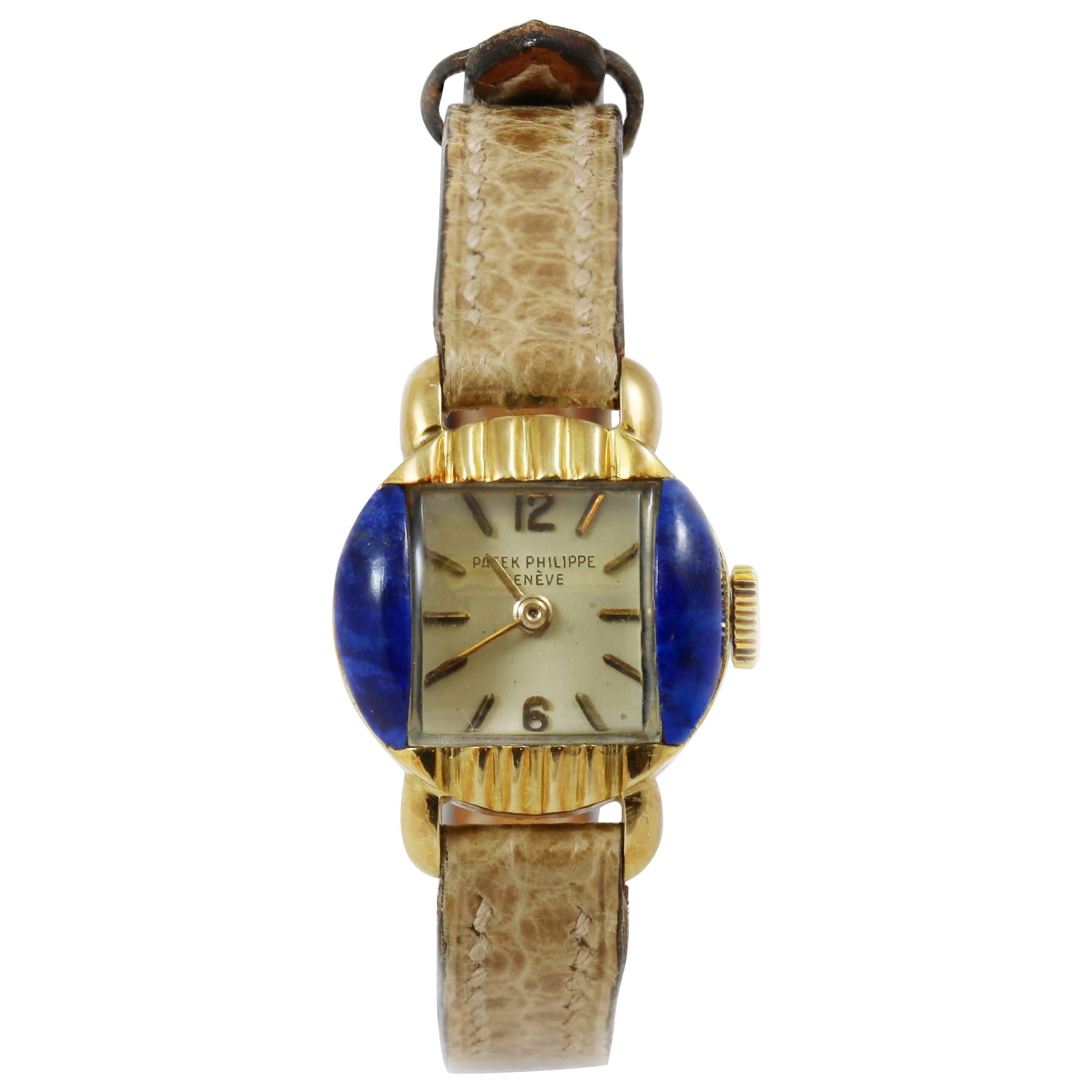 Gold and Lapis Lazuli Patek Philippe Ladies Watch, circa 1950s