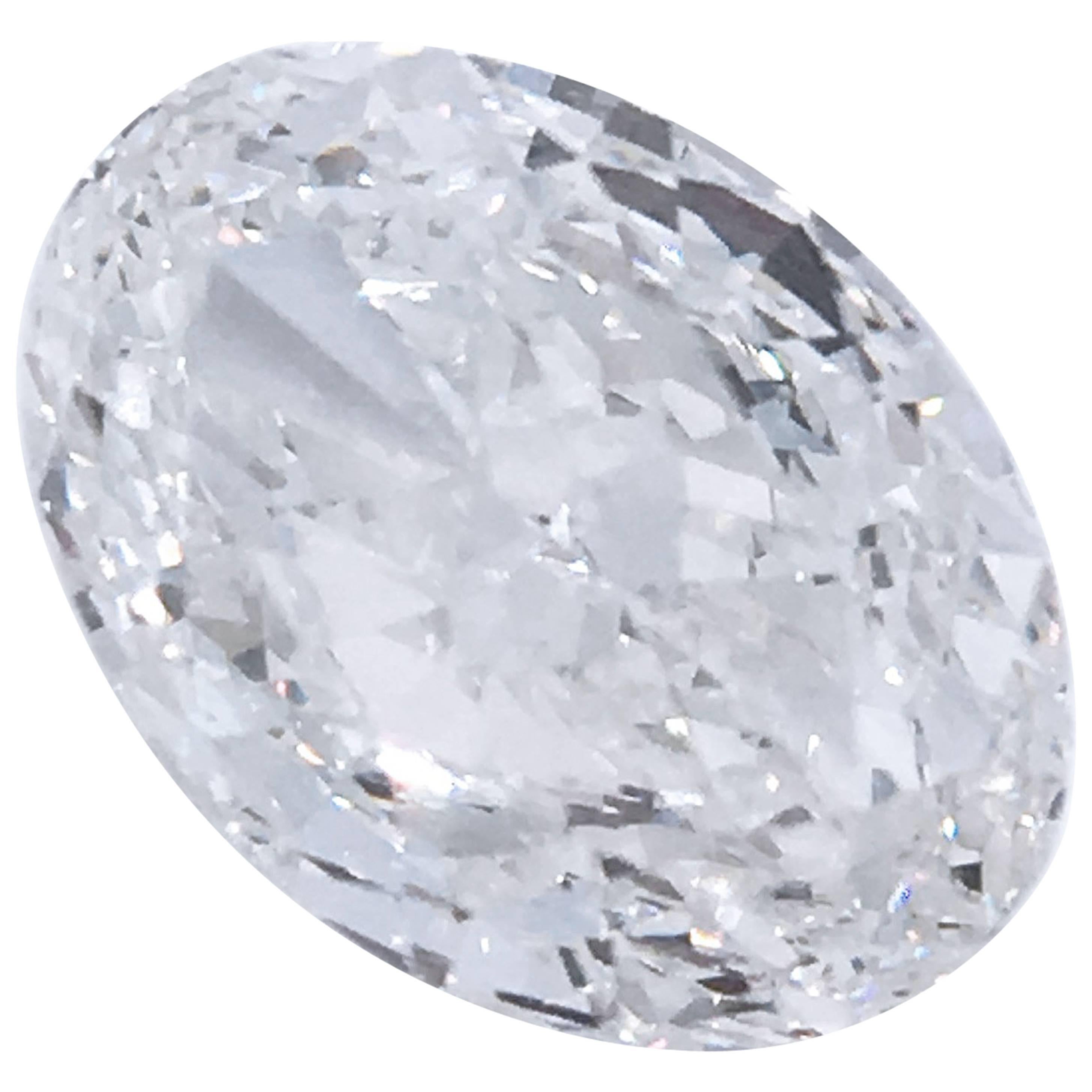 HRD Certified Natural 5.01 Carat H IF Oval Cut White Diamond