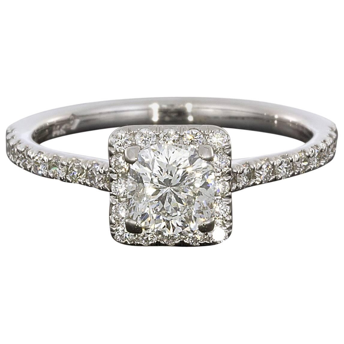 1.08 Carat Cushion Centre with Princess Halo Diamond Engagement Ring
