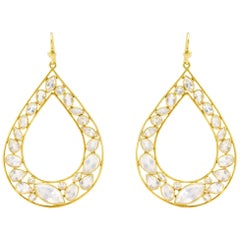 Lauren Harper Rainbow Moonstone, 18kt Gold Pear Drop Earrings
