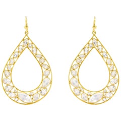 Lauren Harper Rainbow Moonstone, Gold Pear Drop Earrings