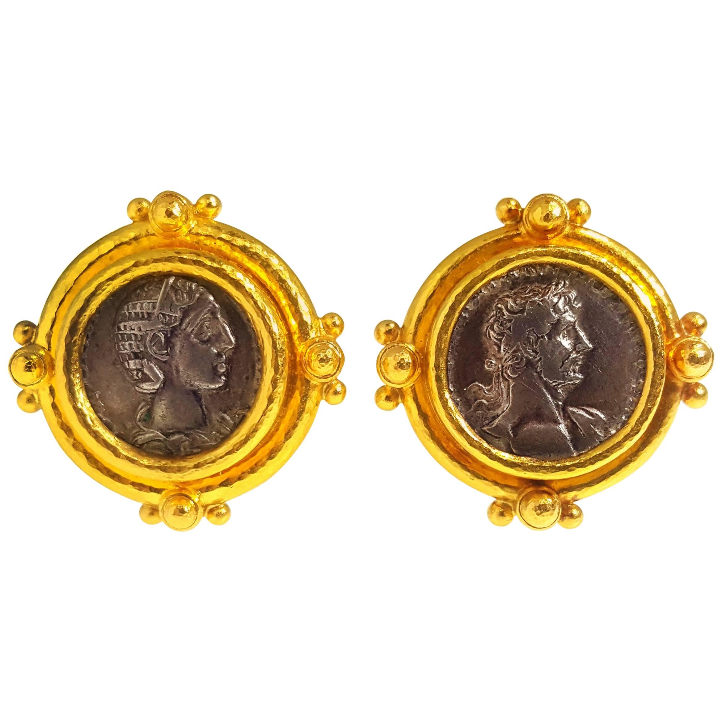 Elizabeth Locke 19 Karat Yellow Gold Ancient Coin Earrings