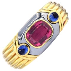 Bvlgari Rubelite and Blue Sapphire Bangle Bracelet