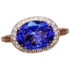 2.08 Carat Tanzanite Halo Ring