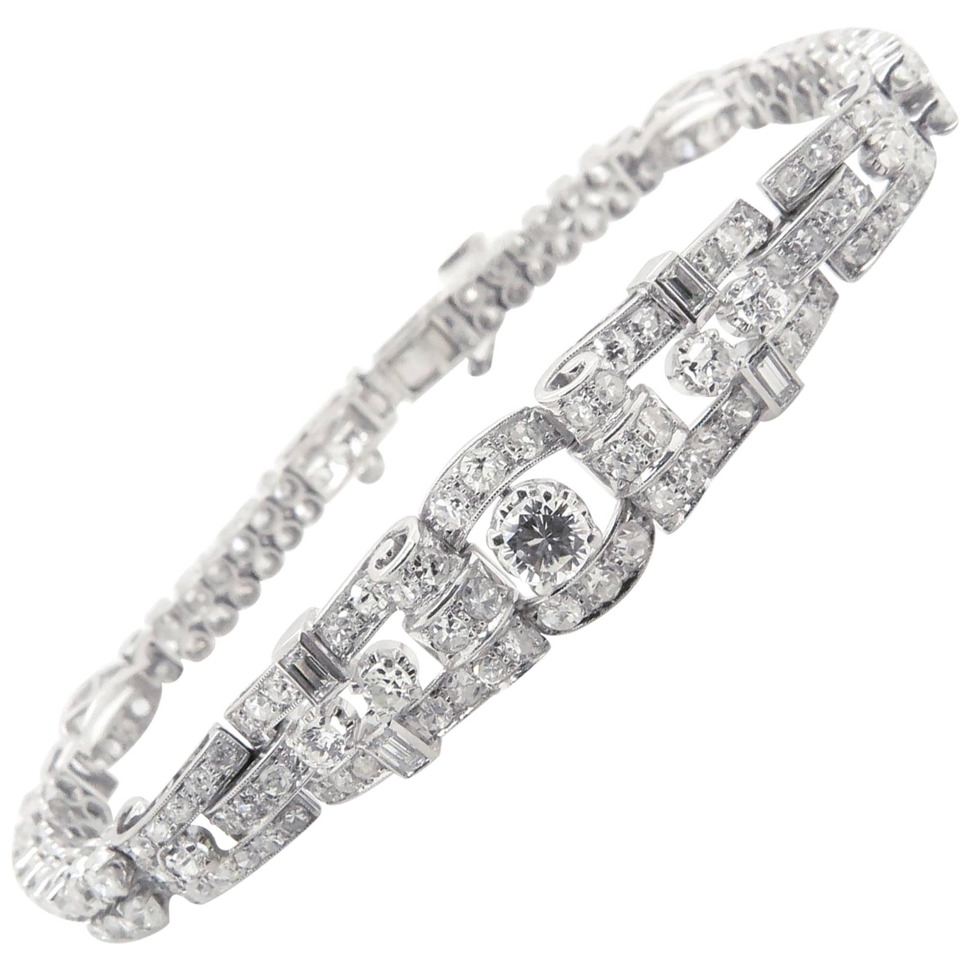 Platinum Handmade Diamond Bracelet For Sale