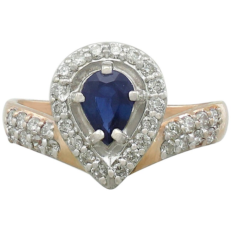 Contemporary Russian Sapphire and Diamond Yellow Gold Dress Ring For
