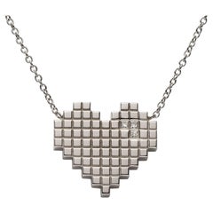 Francesca Grima Diamond White Gold Pixel Heart Necklace