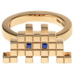 Francesca Grima Sapphire Yellow Gold Invader I Ring