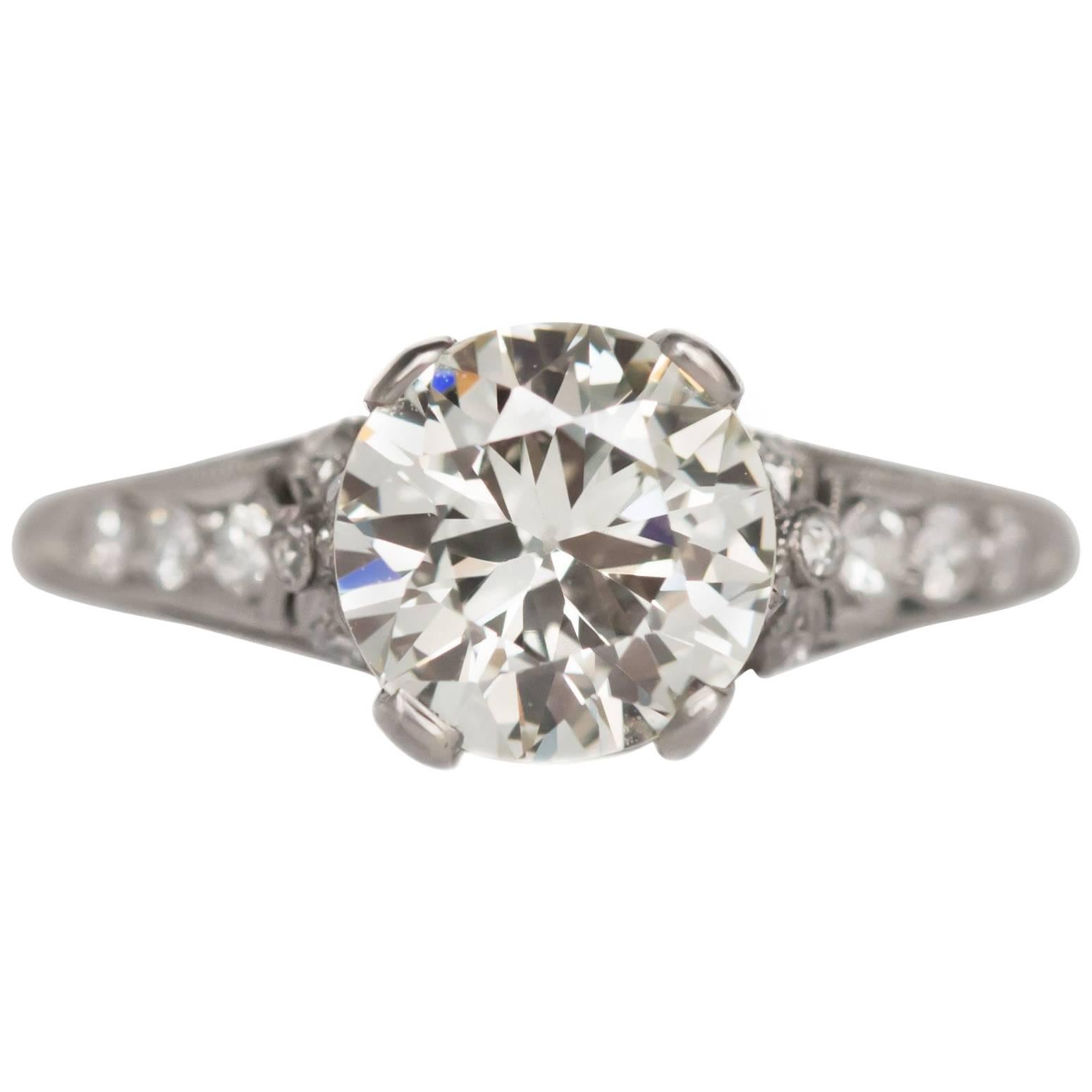 1.58 Carat Diamond Platinum Engagement Ring For Sale