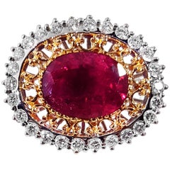 18 Karat White and Rose Gold Pink Tourmaline Ring