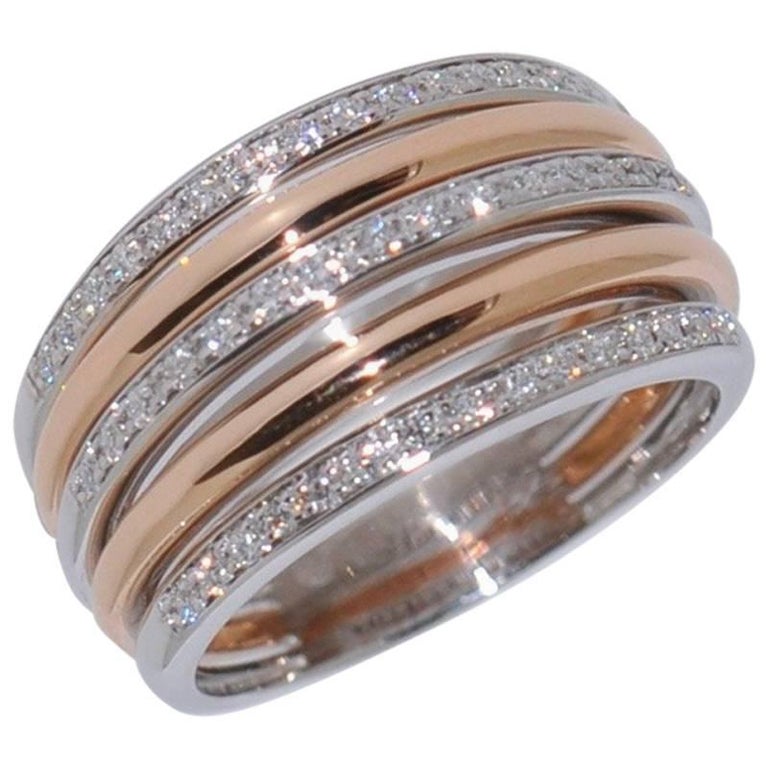 Rose Design Diamond Rose Gold Ring For Sale at 1stdibs