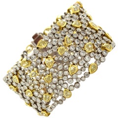 White and Yellow Diamond Link Bracelet