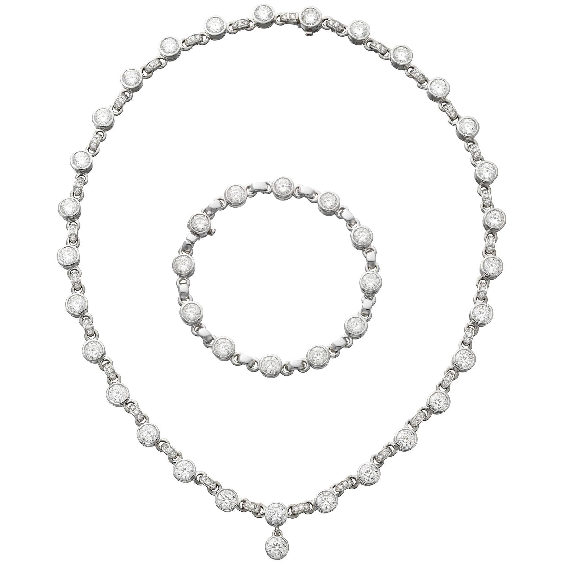 Roberto Coin Italian Bezel-Set Diamond Necklace and Bracelet Set