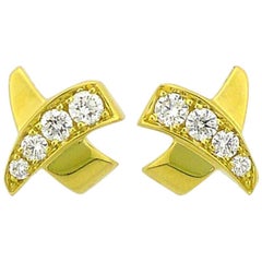 Gold Diamond "X" Earrings