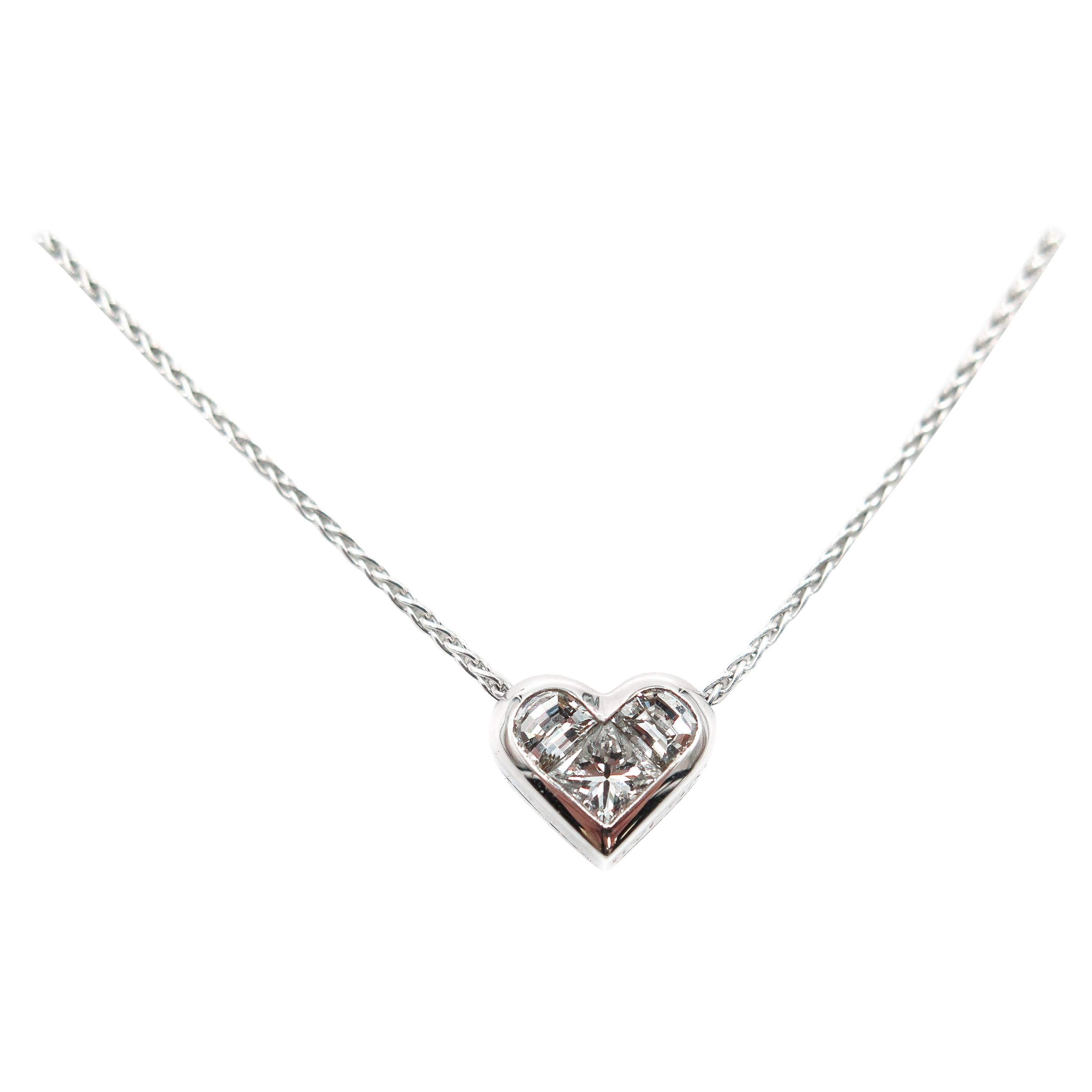Diamond Heart White Gold Pendant 