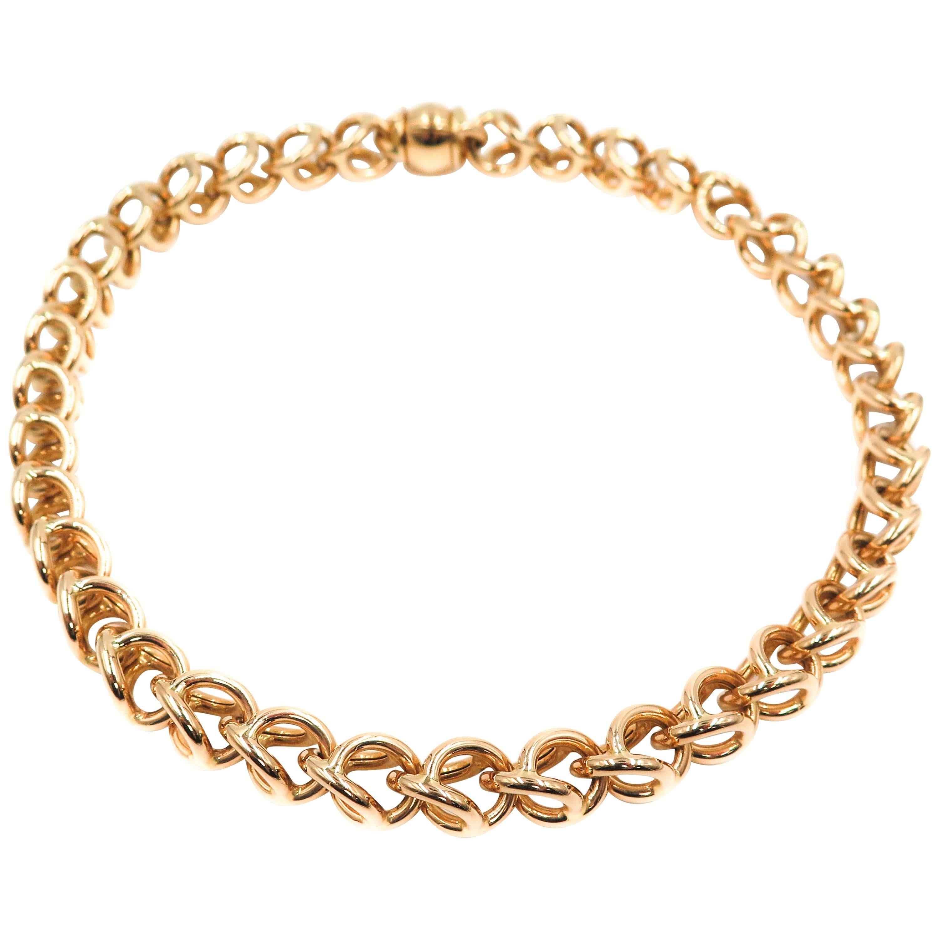 18 Karat Yellow Gold Open Link Necklace