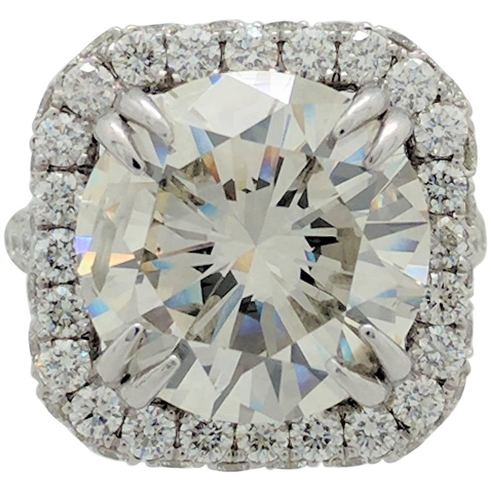 GIA 10.02ct Natural Round Diamond Engagement Ring Platinum Setting 3.60cts For Sale