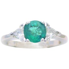Vintage Natural 1.70 Carat Emerald and Diamond Dinner Ring