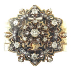 Antique 19th Century Victorian Diamond Enamel Gold Bracelet