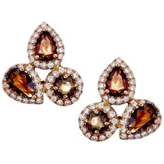 3.06 Carat Brown and White Diamond Earrings