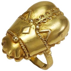 Vintage Paul Flato Gold Scarab Ring Attributed to Paul Flato