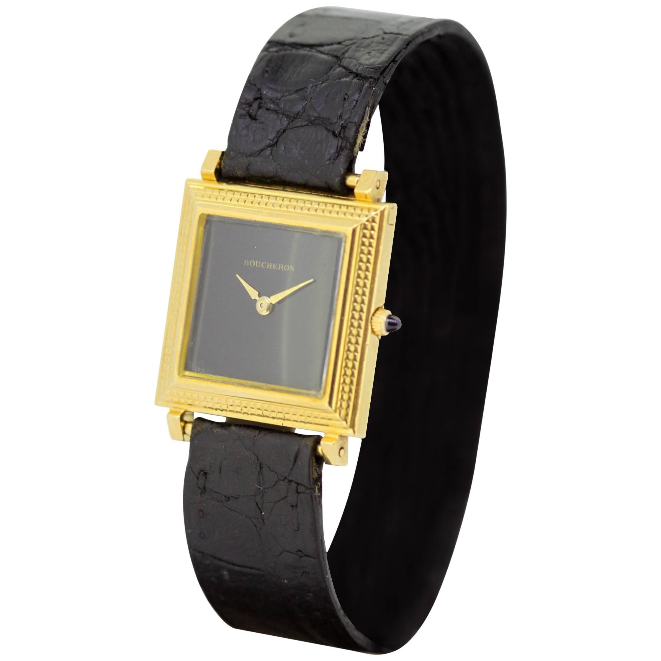 Boucheron, Vintage 18 Karat Gold Ladies Manual Wristwatch, 1970s