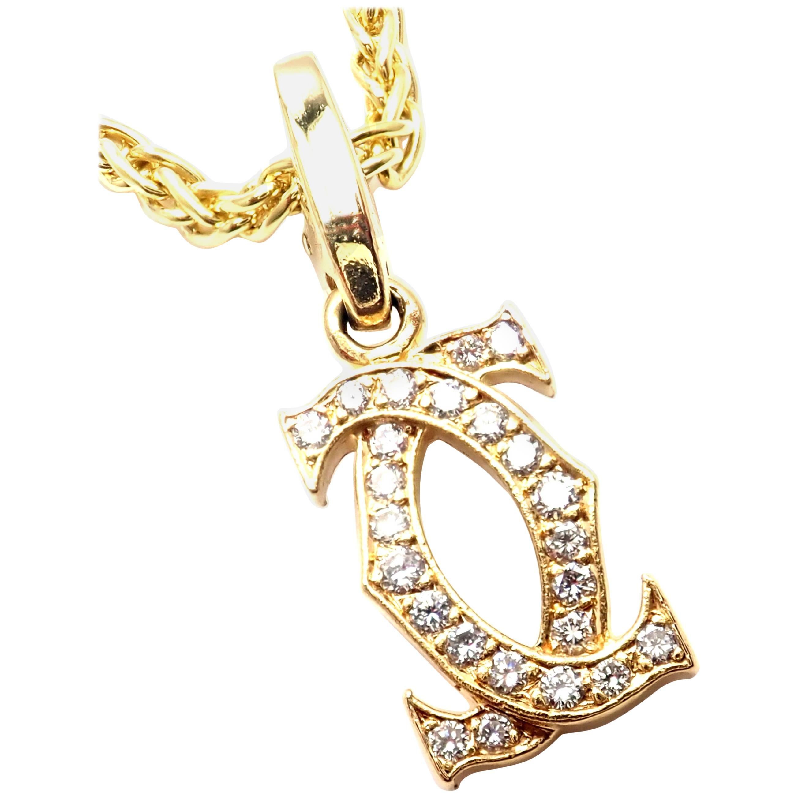 Cartier Diamond Double C Yellow Gold Pendant Necklace