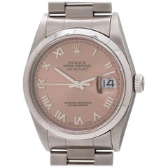 Rolex Stainless Steel Datejust Salmon Dial Self winding Wristwatch, circa 1999