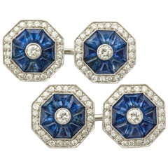 Art Deco Sapphire and Diamond Cufflinks Art Deco Sapphire and Diamond Cufflinks