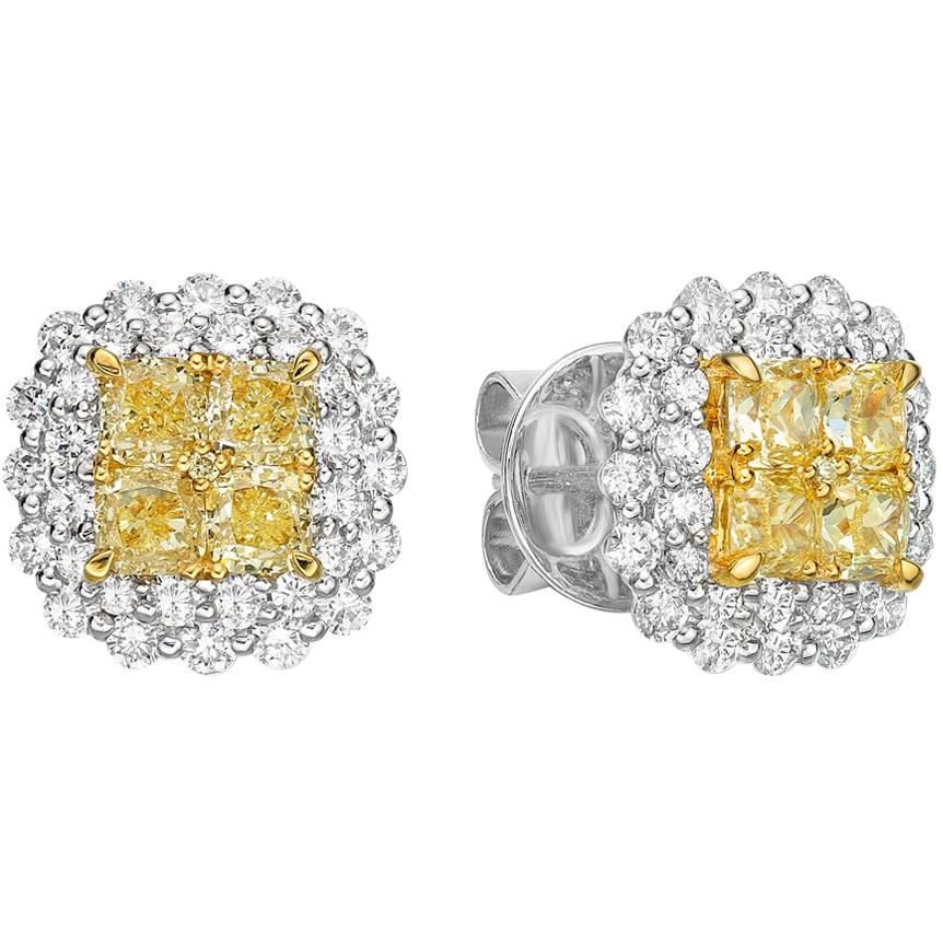 Gilin Illusion Yellow and White Diamond Earrings