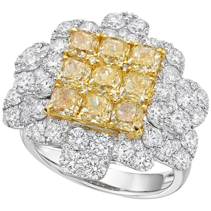 Gilin Illusion Yellow and Diamond Ring For Sale
